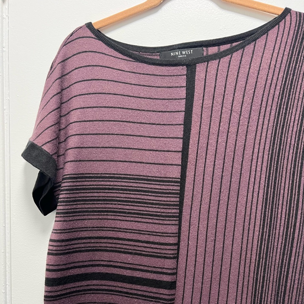 Nine West Women’s Size Small Purple and Black Striped Knit Dress - Picture 2 of 7